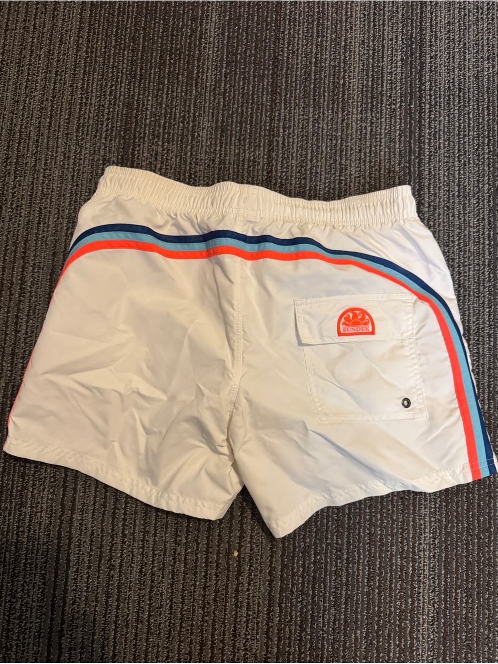 Sundek White Elastic Waist Swim Trunks
